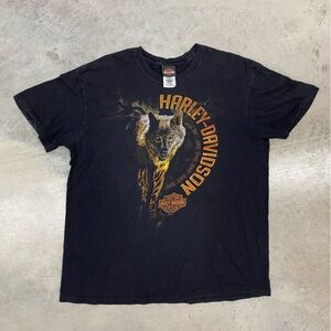 Harley-Davidson Black and Orange Wolf Graphic T-Shirt XL